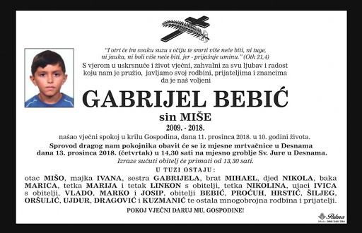 DORH pokreće istragu protiv tri liječnice i jedne medicinske sestre zbog smrti Gabrijela Bebića