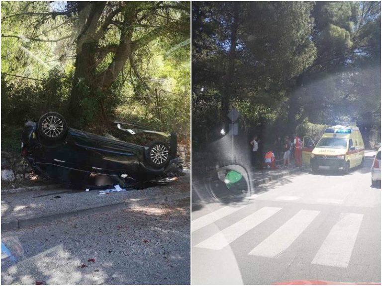 Automobil se prevrnuo na krov kod OB Dubrovnik