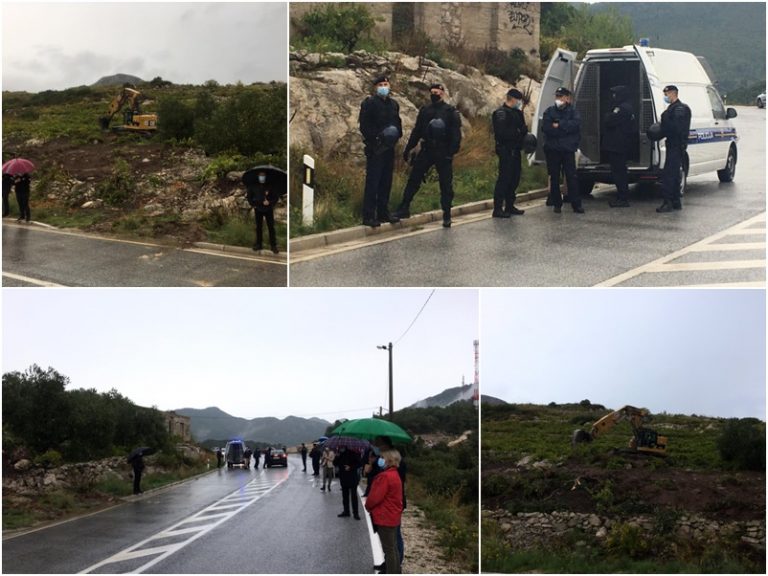 Interventna policija odvela Miha Rozića jer je pokušao spriječiti radove Hrvatskih cesta u svom vinogradu