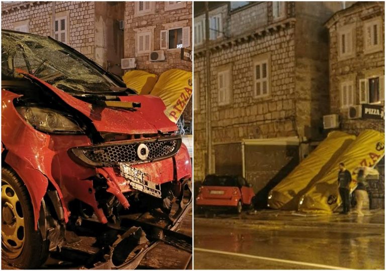 Na Kantafigu: Smartom udario u tendu, zid i stup javne rasvjete