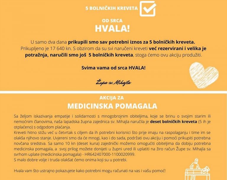 HVALA VAM! U samo dva dana prikupljen je iznos za pet bolničkih kreveta, akcija se nastavlja
