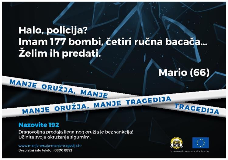 MANJE ORUŽJA, MANJE TRAGEDIJA MUP modernizirao kampanju kojom potiču na dragovoljnu predaju oružja