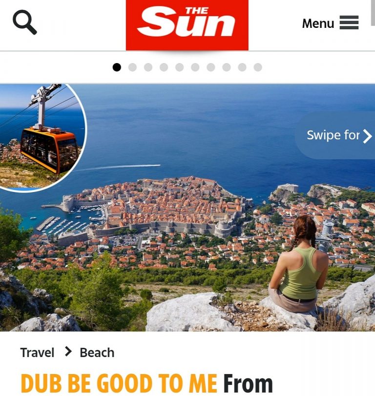 Reportaža iz Dubrovnika objavljena u britanskom tabloidu “The Sun”
