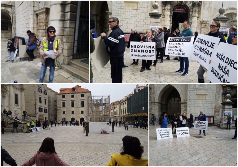 Na Stradunu održan skup za slobodu i protiv mjera za sprječavanje širenja koronavirusa