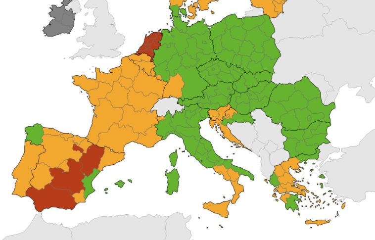 NOVA EPIDEMIOLOŠKA KARTA EUROPE Hrvatska više nije u crvenom