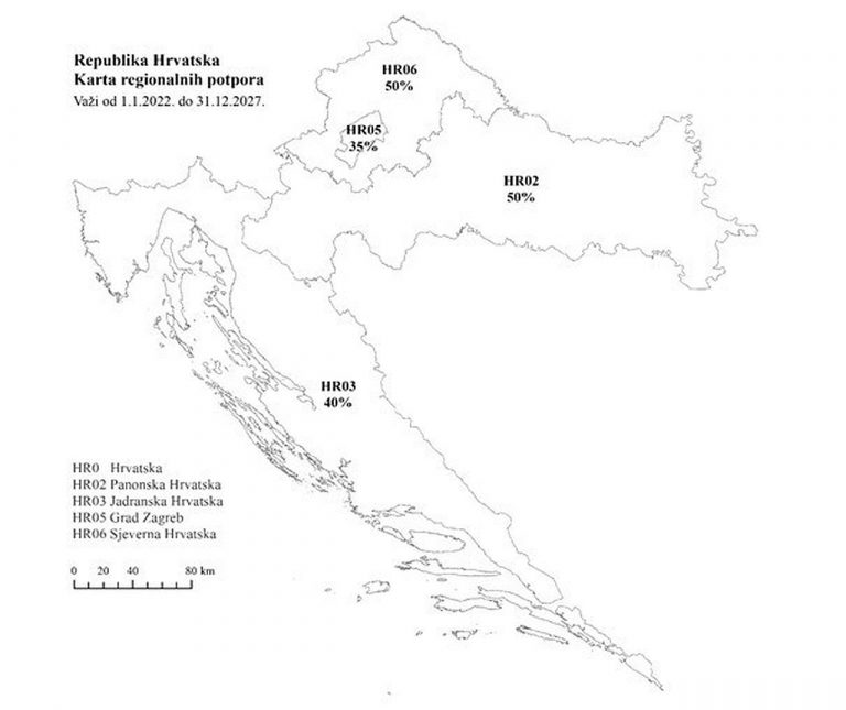 Europska komisija odobrila  kartu Hrvatske za dodjelu regionalnih potpora