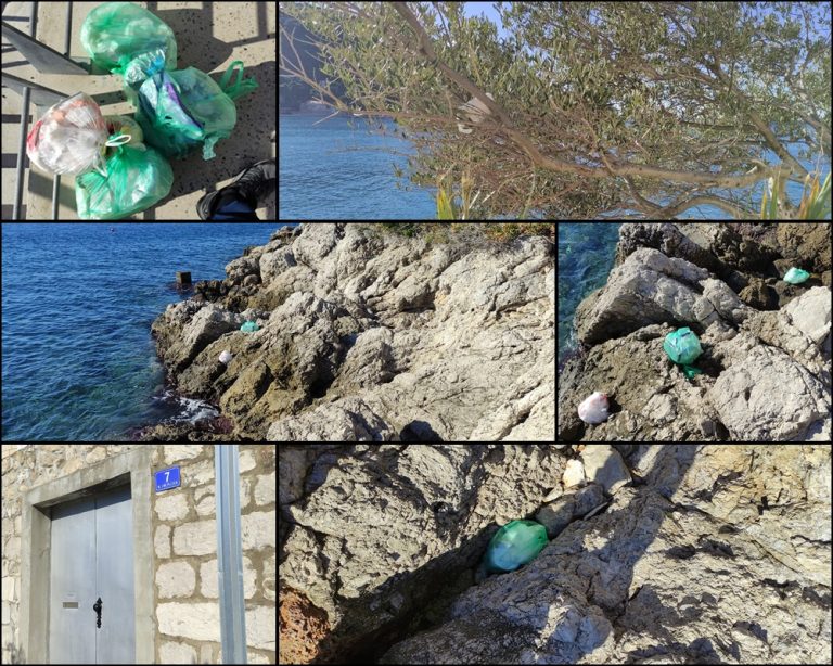 MORE NIJE KONTEJNER: Puno pelena, pojedenih konzervi, otpadaka od hrane i drugog smeća na stijenama ispod šetnice Nika i Meda Pucića