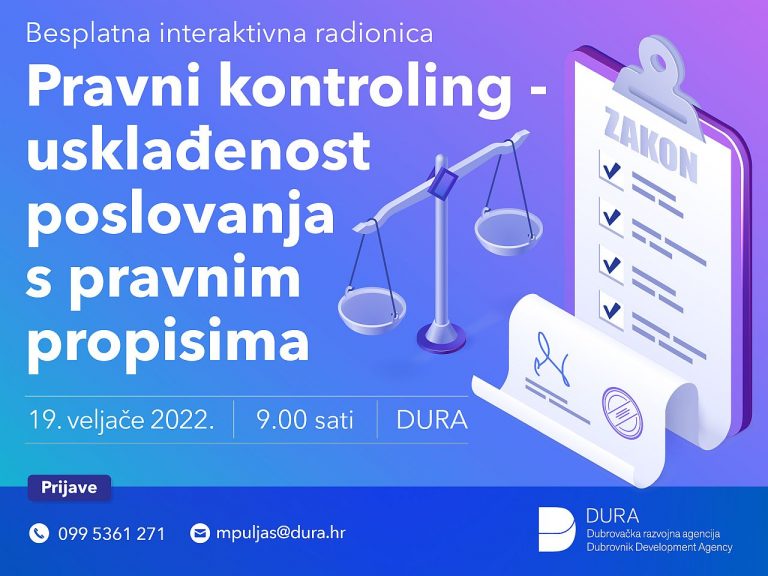 Besplatna radionica „Pravni kontroling – usklađenost poslovanja s pravnim propisima“