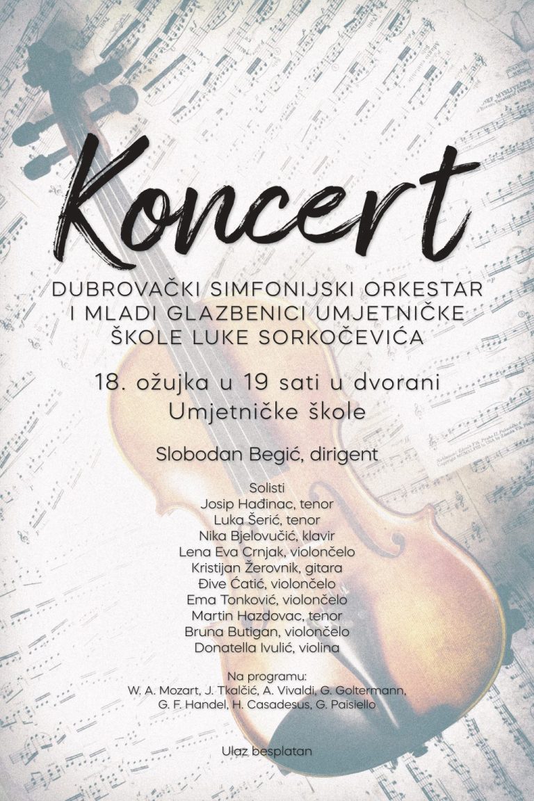Drugi koncert s mladim glazbenicima Umjetničke škole Luke Sorkočevića