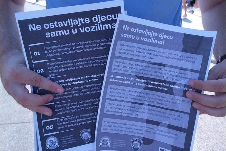 Dubrovačka policija upozorava: Ne ostavljajte djecu samu u vozilima!