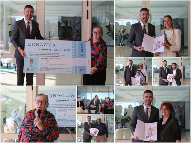 Dodijeljene zahvalnice sudionicima Dubrovačke trpeze, Društvu distrofičara uručena vrijedna donacija