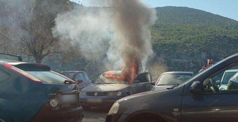 Na parkiralištu u Novoj Mokošici gori automobil