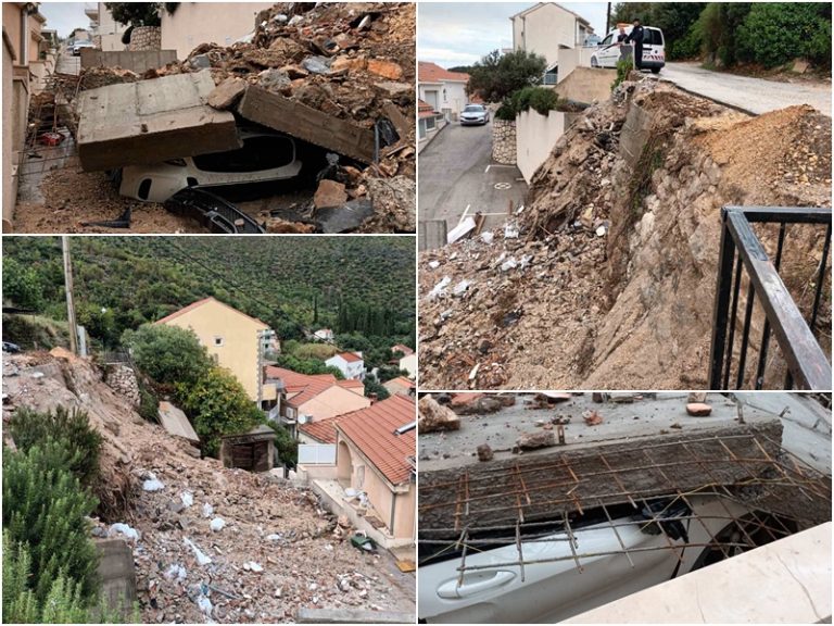 U Zatonu se urušio zid, hrpa zemlje i kamenja zatrpala osobno vozilo, sva sreća da nema ljudskih žrtava