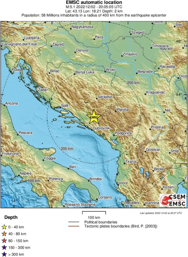 Potres s epicentrom u BiH osjetio se u Dubrovniku