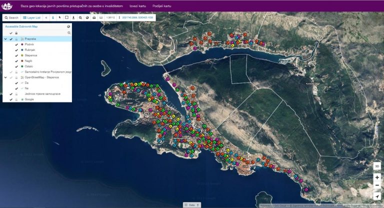 Baza geo-lokacija s preko 500 točaka pristupačnih za osobe u invalidskim kolicima
