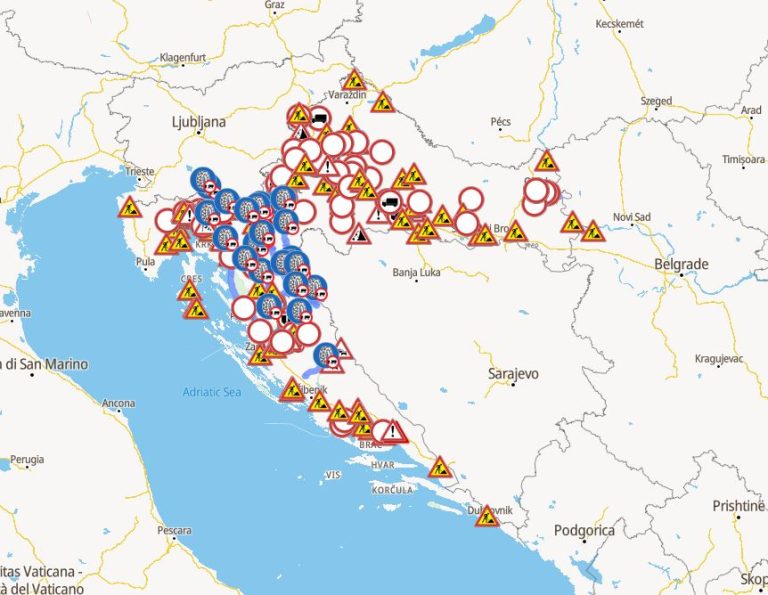 Dalmacija odsječena od ostatka Hrvatske, nema cestovnog prometovanja za SVE skupine vozila