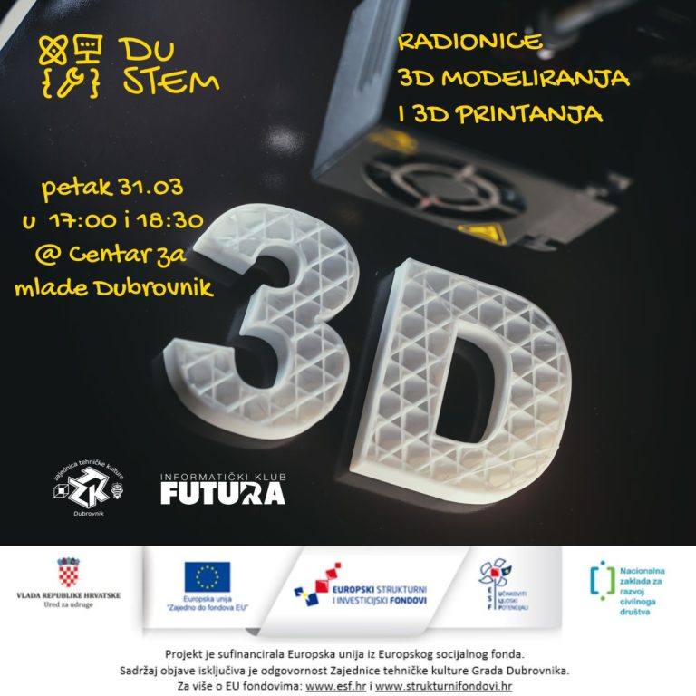 Prijavite se na radionice 3D modeliranja i 3D printanja i napravite svoj privjesak za ključeve