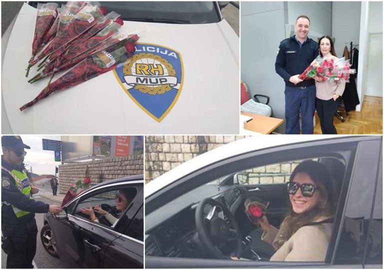 Dubrovački policajci ružama darovali kolegice i vozačice