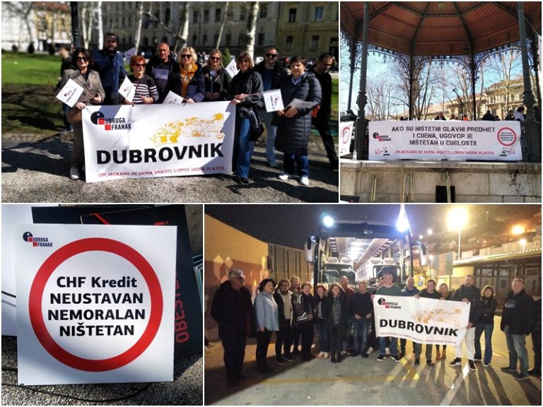 Dubrovčani na prosvjedu u protiv kredita u švicarcima u Zagrebu