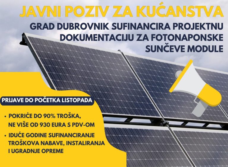 JAVNI POZIV Sufinanciranje projektne dokumentacije za ugradnju fotonaponskih sunčevih modula