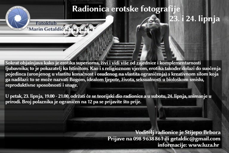 BROJ MJESTA OGRANIČEN Prijavite se na radionicu erotske fotografije