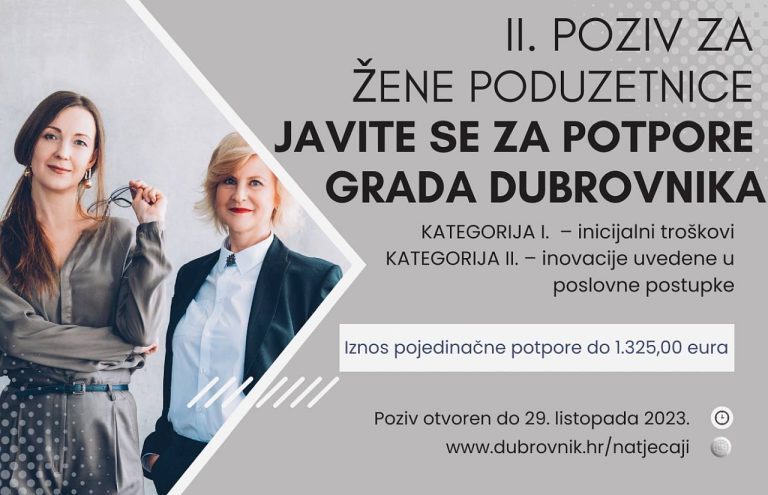Žene poduzetnice javite se za potpore Grada Dubrovnika