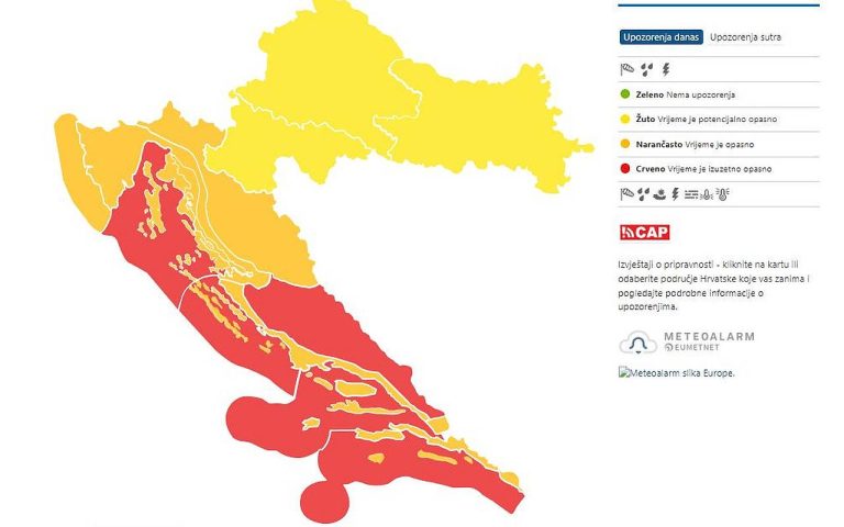DHMZ izdao narančasto i crveno upozorenje za dubrovačko područje – izbjegavajte putovanja i boravak uz obalu