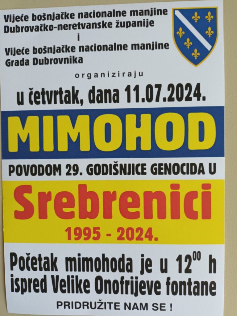 Mimohod sjećanja – Dubrovnik za žrtve Srebrenice