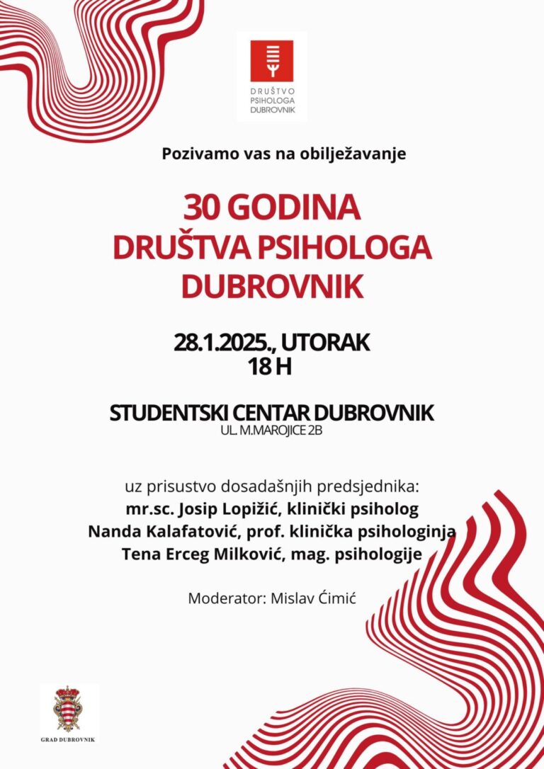 30 godina Društva psihologa Dubrovnik: što mogu napraviti za mentalno zdravlje sugrađana