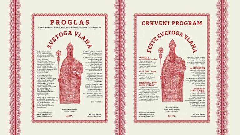 Program i Proglas Feste sv. Vlaha; okupimo se pod barjakom slobode, da se naša vjera i nada umnože