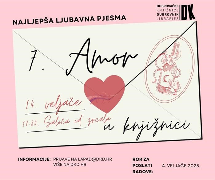 AMOR U KNJIŽNICI I ove godine Dubrovačke knjižnice biraju naljepšu ljubavnu pjesmu