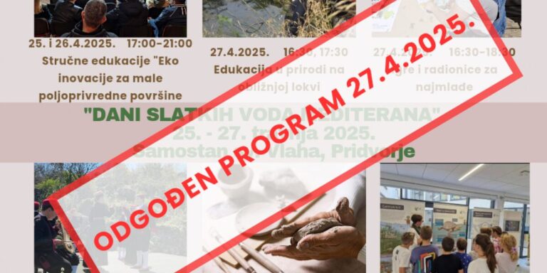 Odgođen edukativno-zabavni program u okviru Dana slatkih voda Mediterana