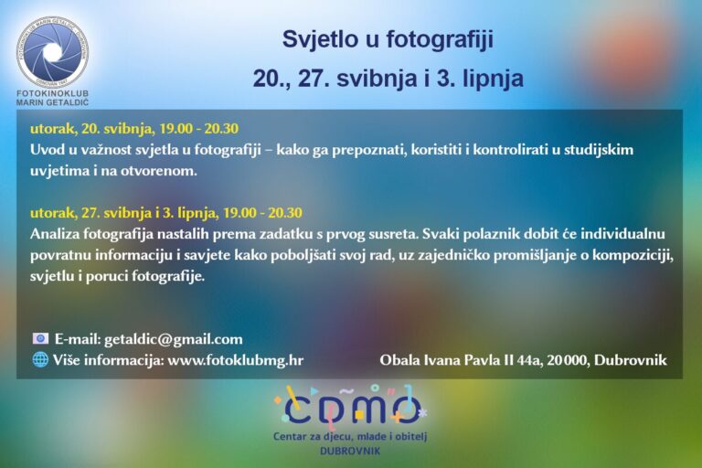 Besplatna radionica “Svjetlo u fotografiji”