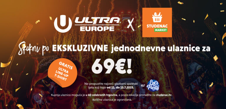 Jednodnevne ulaznice za ULTRA Europe ekskluzivno su dostupne u trgovinama Studenca– uz festivalsku majicu na poklon!