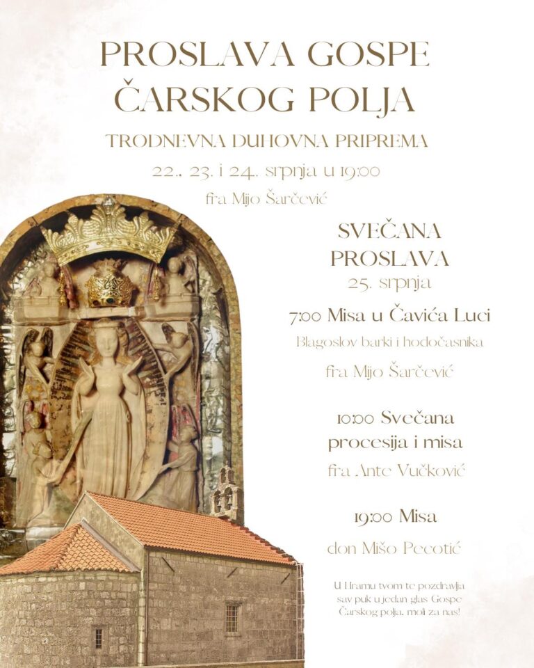 U PETAK: Svetkovina Gospe Čarskog polja 