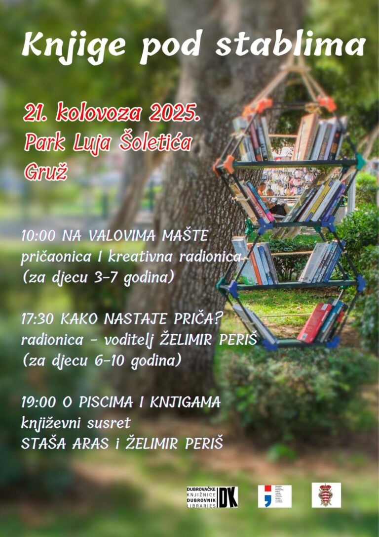 “Knjige pod stablima u parku Luja Šoletića u Gružu sa Stašom Aras i Želimirom Perišem