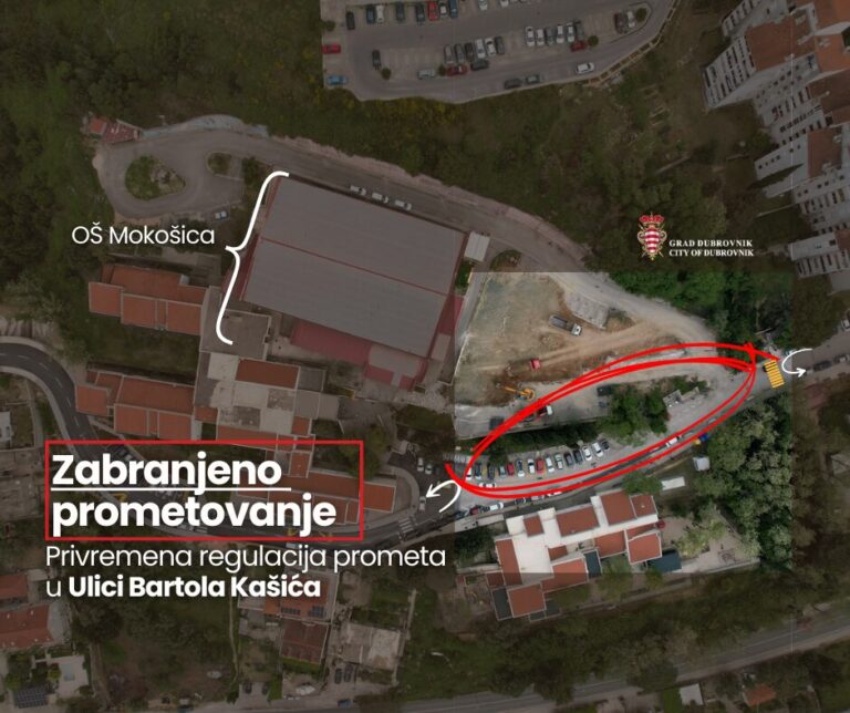 Privremena regulacija prometa u Ulici Bartola Kašića zbog radova na rekonstrukciji OŠ Mokošica