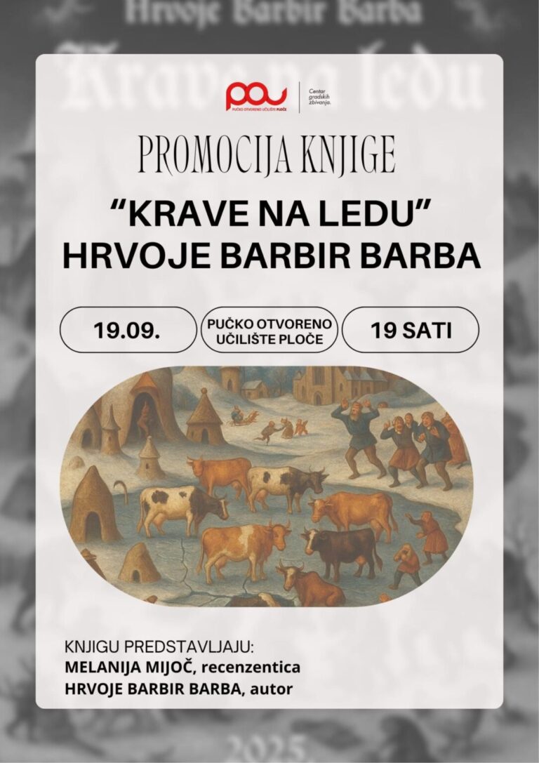 Promocija knjige “Krave na ledu” pločanskog književnika Hrvoje Barbira Barbe 