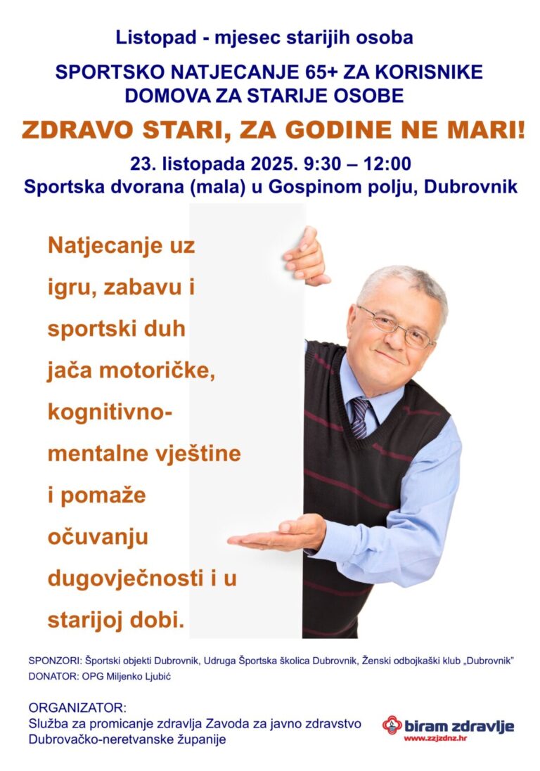 Sportsko natjecanje za korisnike domova za starije osobe iz županije  “Zdravo stari, za godine ne mari!” 