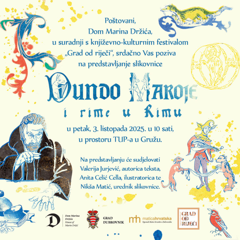Predstavljanje slikovnice „Dundo Maroje i rime u Rimu” u petak u TUP-u