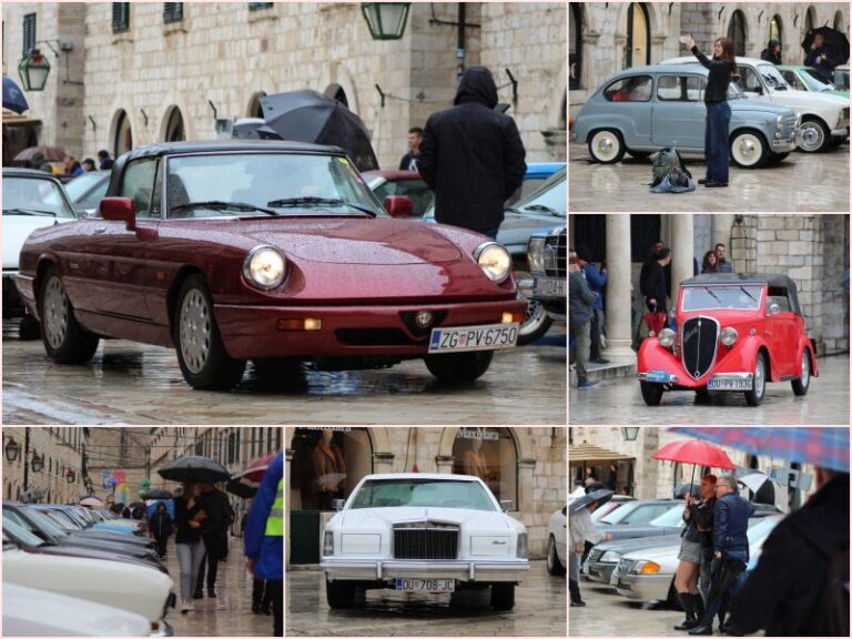 FOTO: Usprkos kiši rekordan broj oldtimera na Stradunu, neki su na cesti skoro 90 godina