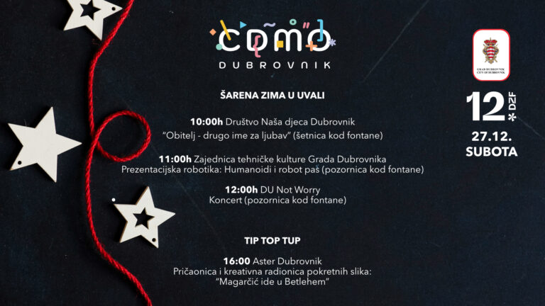 Centar za djecu, mlade i obitelj Dubrovnik poziva na programe “Šarena zima u Uvali” & “TIP TOP TUP”