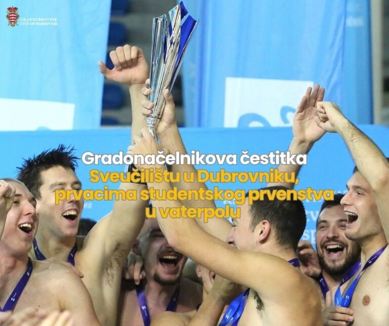 Gradonačelnikova čestitka prvacima studentskog prvenstva u vaterpolu: Neka ovo bude samo jedna u nizu  pobjeda na sportskom i akademskom putu