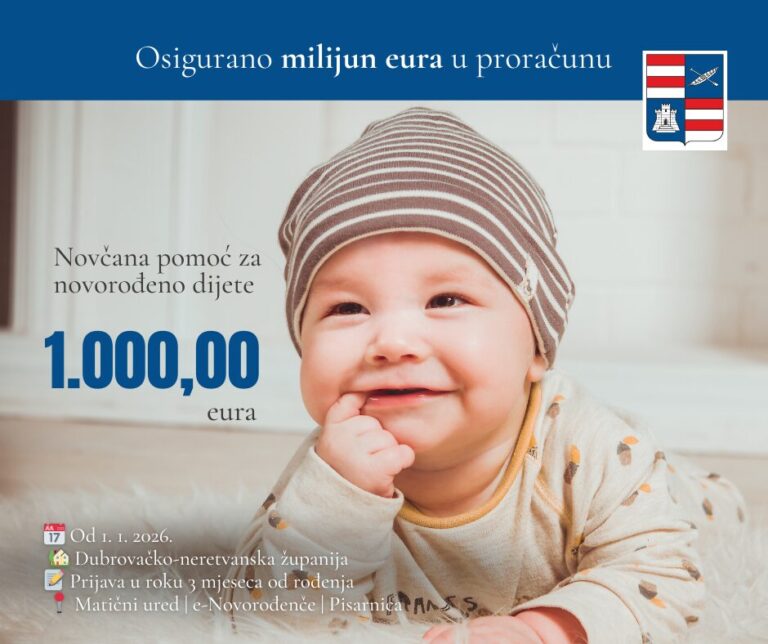 Županija uvela dar od 1.000 eura za novorođenu djecu