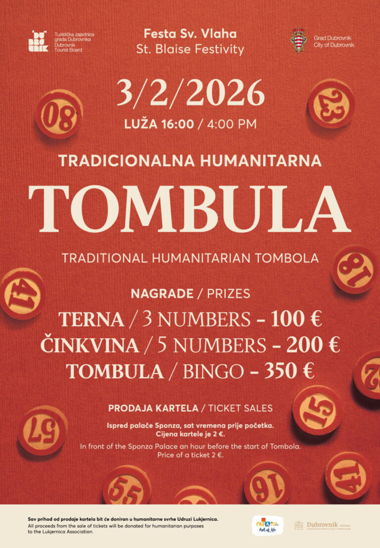 Tradicionalna tombula za Festu sv.Vlaha, prihod od kartela namijenjen Udruzi Lukjernica