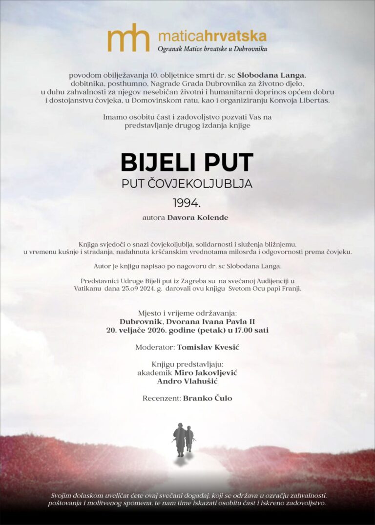 Predstavljanje knjige “Bijeli put – put čovjekoljublja 1994. godine” Davora Kolende