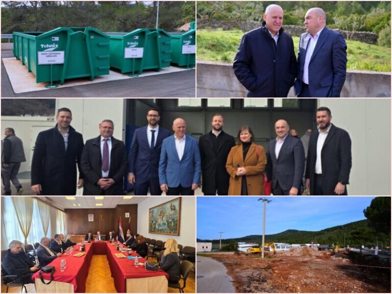 KALOS, ZAPADNI ULAZ U BLATO I RECIKLAŽNO DVORIŠTE Potpredsjednik Vlade Bačić i župan Pezo u obilasku projekata na Korčuli