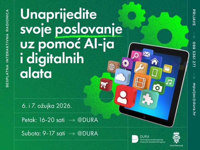 DURA poziva na radionicu “Unaprijedite svoje poslovanje uz pomoć AI-a i digitalnih alata”