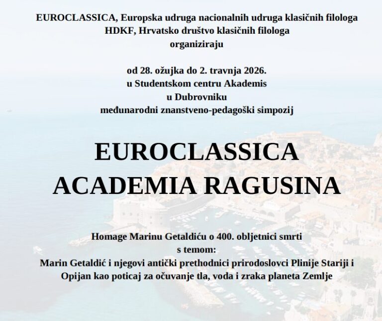 EUROCLASSICA ACADEMIA RAGUSINA Homage Marinu Getadiću o 400. obljetnici smrti