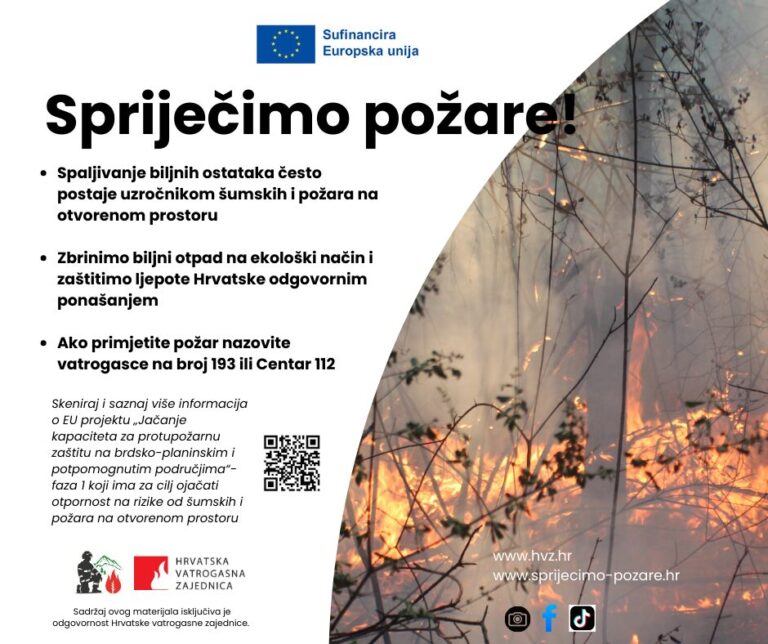 Iz Hrvatske vatrogasne zajednice pozivaju na oprez pri spaljivanju biljnog otpada